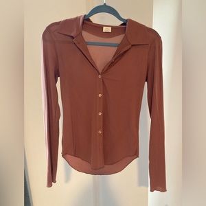 Aritzia Wilfred mesh long sleeve shirt, size small